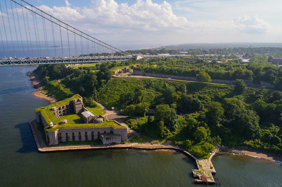 Panoramic view of Battery Weed Staten Island NY.