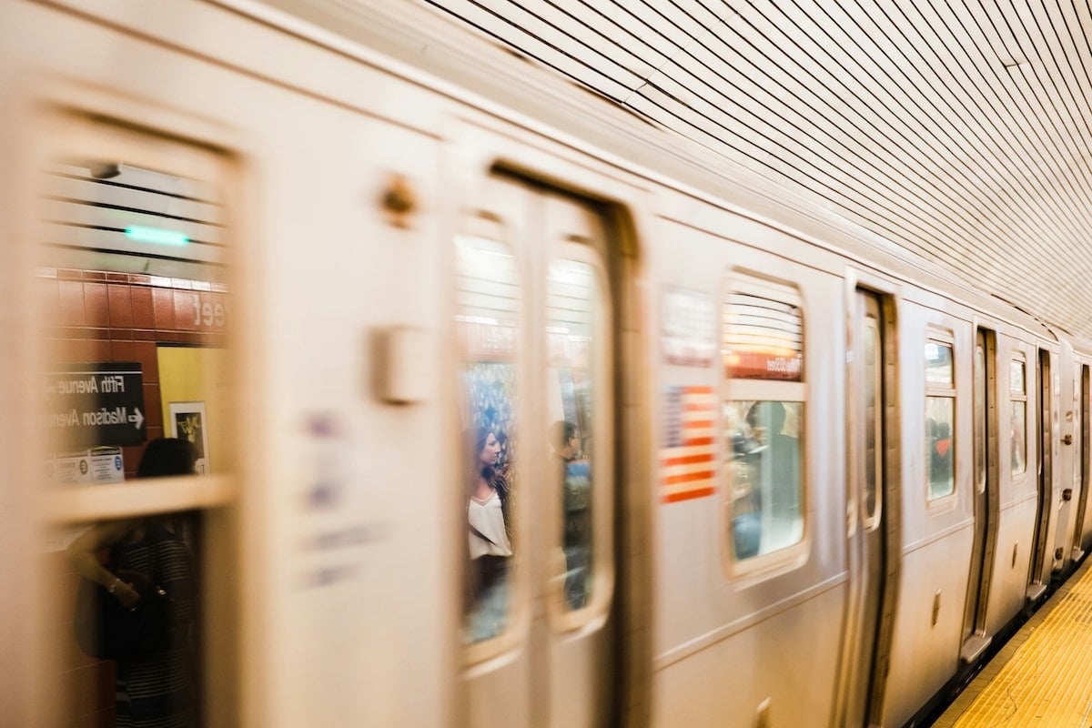 NYC subway in motion