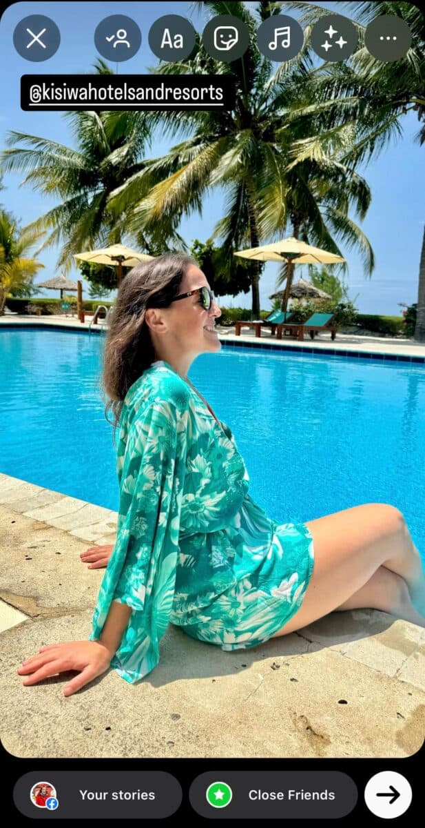 travel blogger tagging a brand on Instagram Stories to get their attention and land a partnership