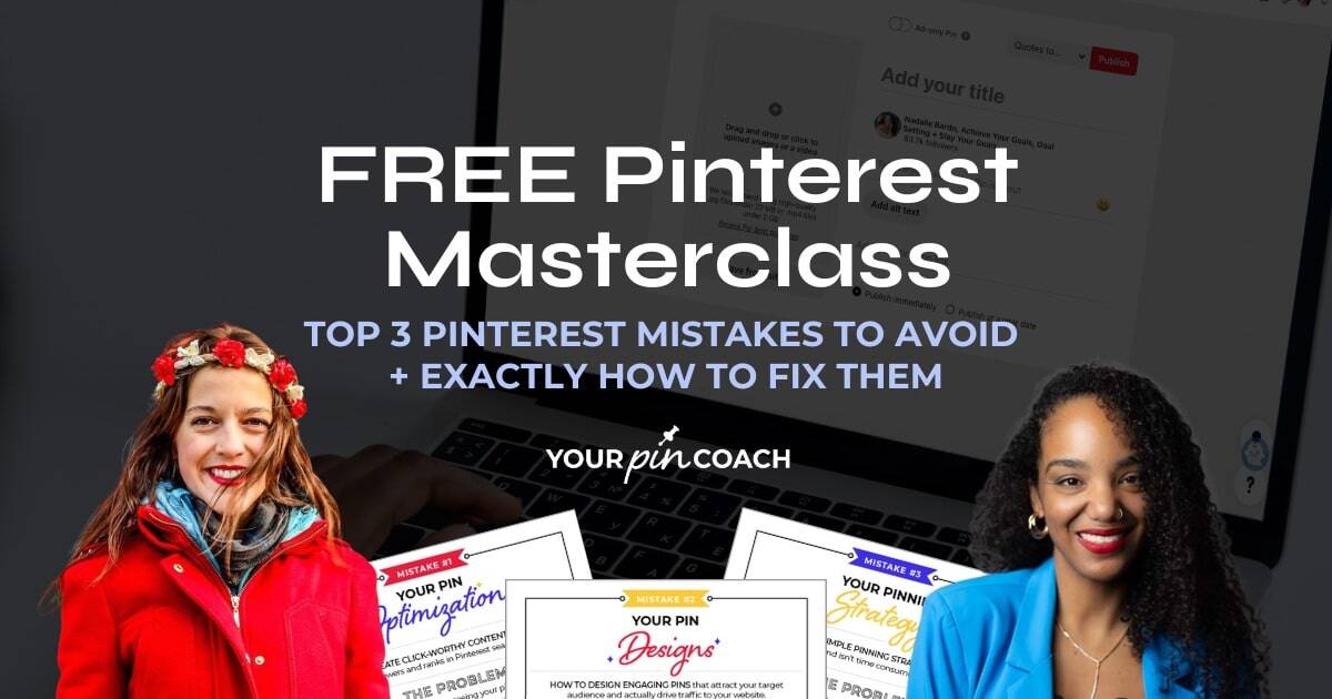 invitation to a free Pinterest course for travel bloggers showing the hosts as well as a free Pinterest workbook