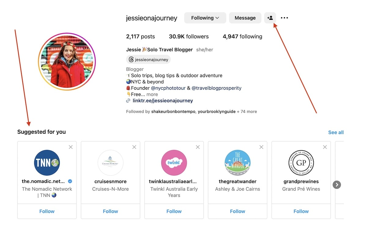 a visual of how to find brands similar to one another on Instagram