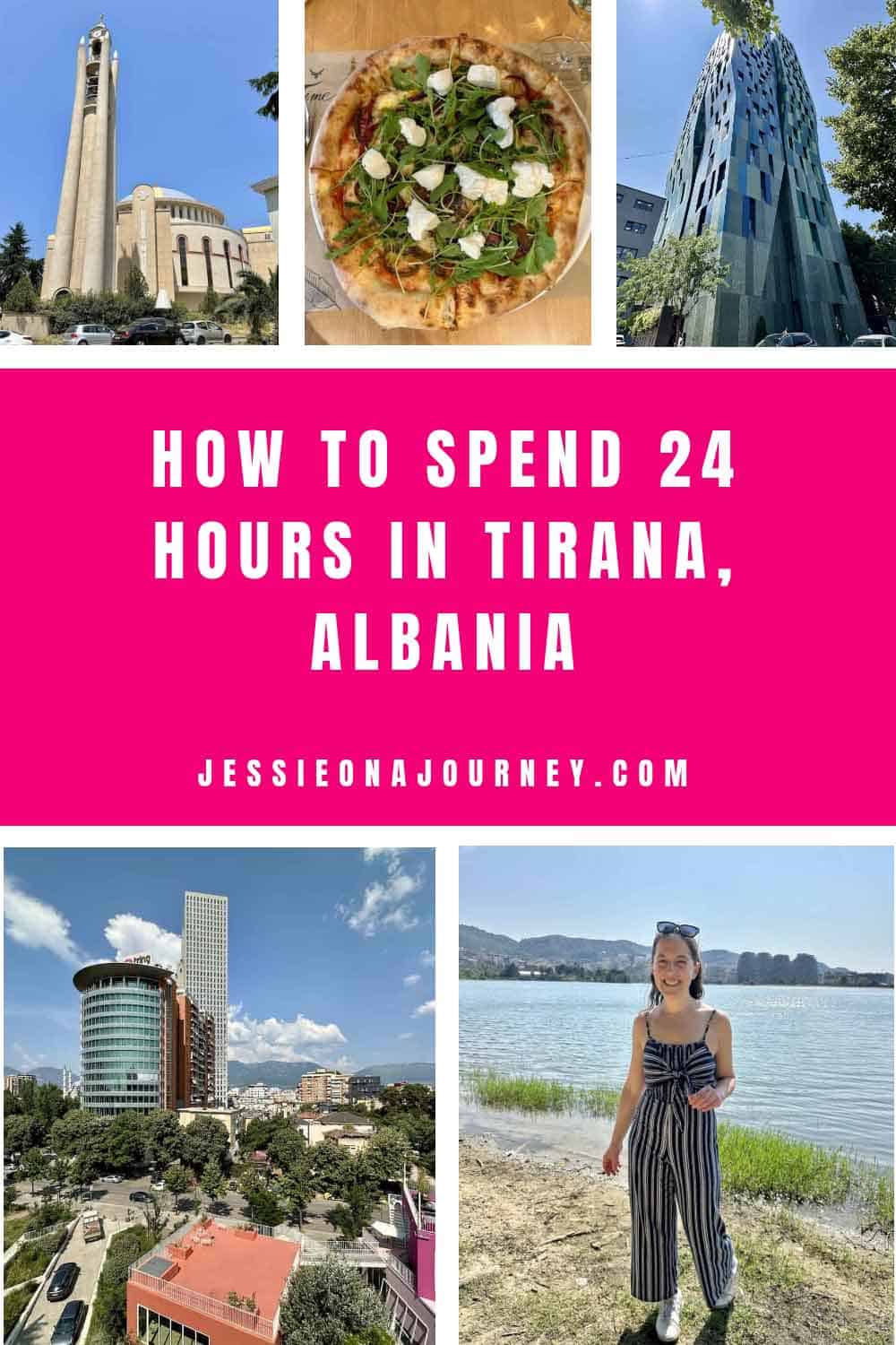 pinterest pin that shows five photos of things to do in tirana in one day
