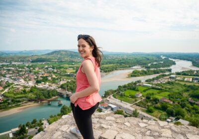 woman gazing out over the landscape from Rozafa Castle in Shkodër