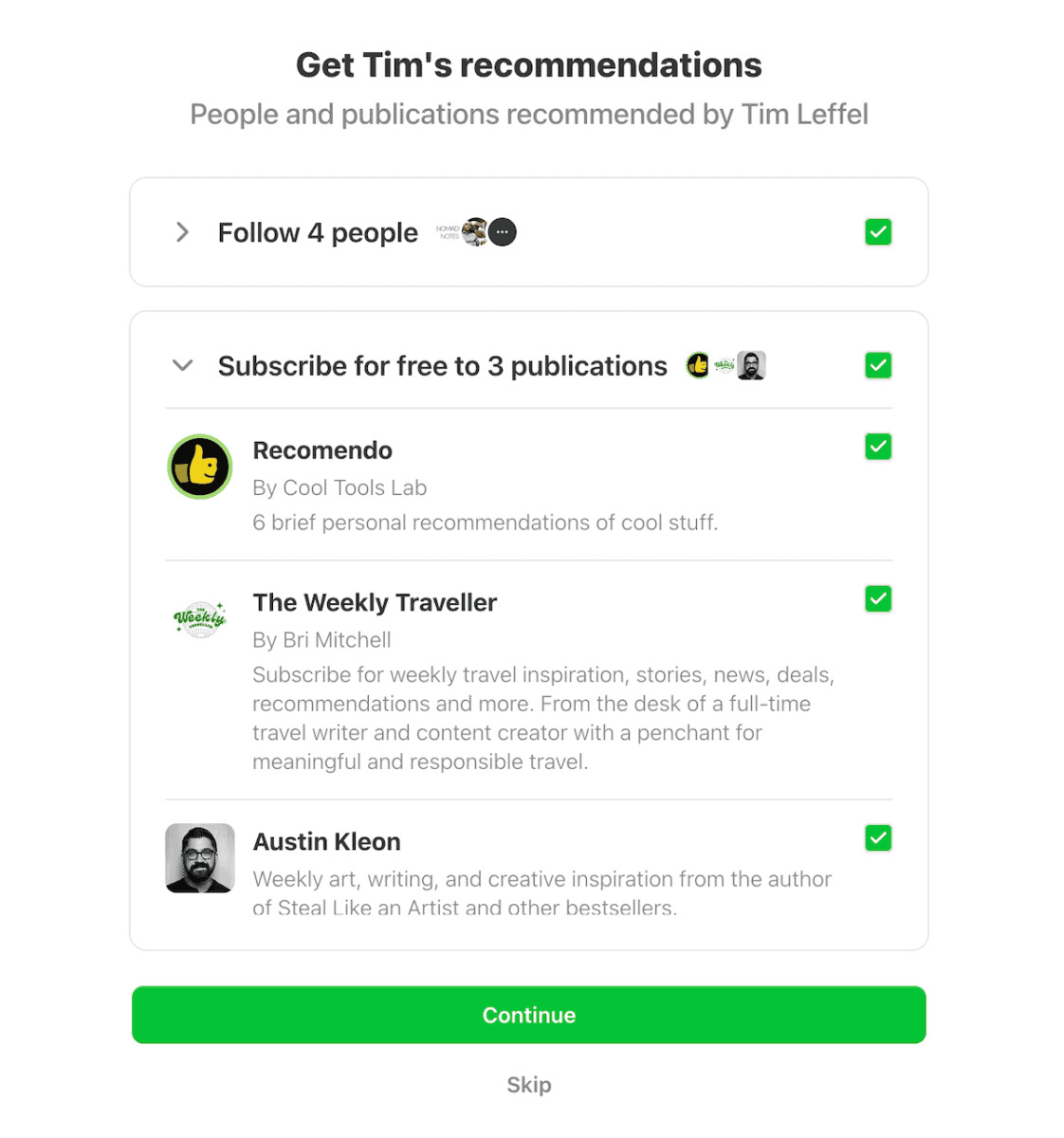 Substack's "Recommendations" feature that can help you grow your email list faster