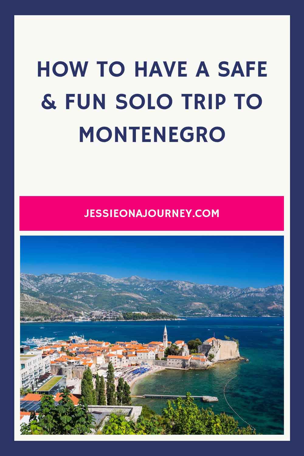 Pinterest pin that shows a beautiful panoramic view of montenegro.