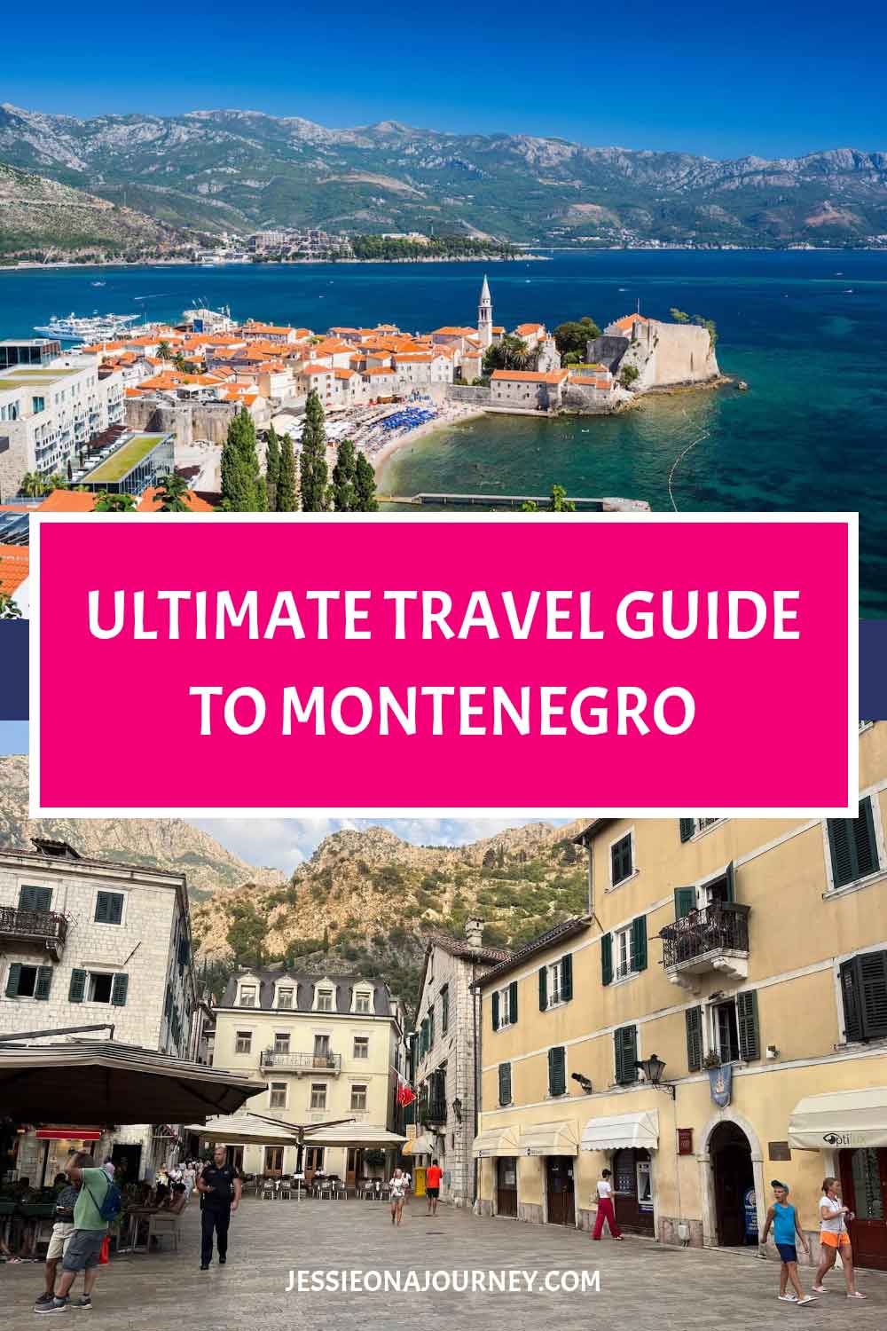 Pinterest pin that shows a collage with two photos of montenegro.