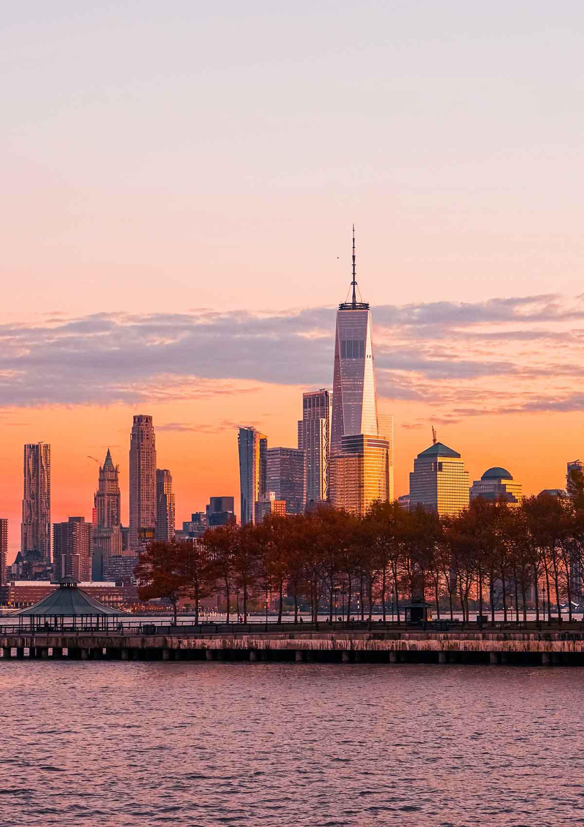 One World Trade at sunset.