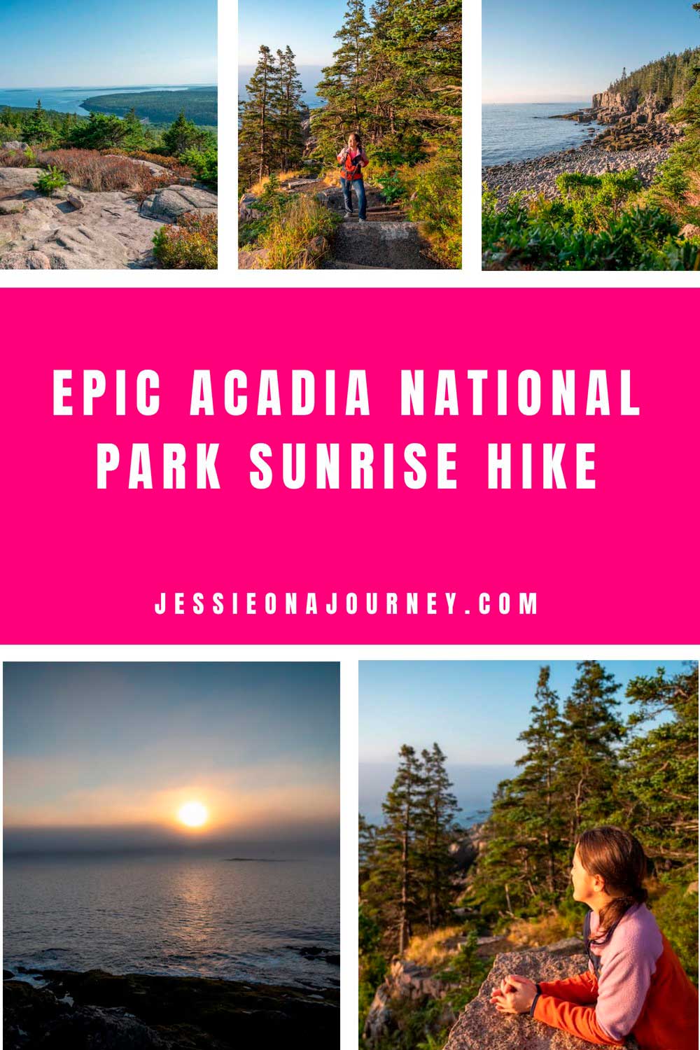 Pinterest pin that reads Acadia National Park Sunrise Hike.